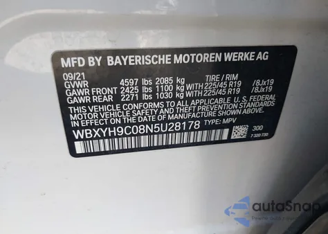 2022 BMW X2 Sdrive28I z USA, uszkodzony, nr VIN WBXYH9C08N5U28178